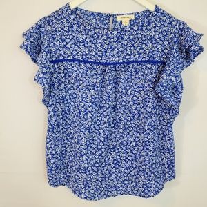 Monteau Blue with white flower blouse